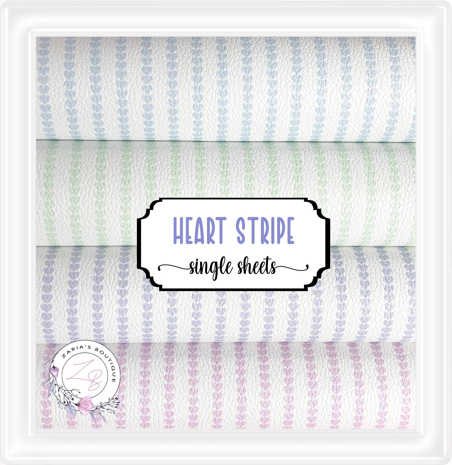 ⋅ Hearts Stripes ⋅ Premium Custom Vegan Faux Leather ⋅ Single Sheets