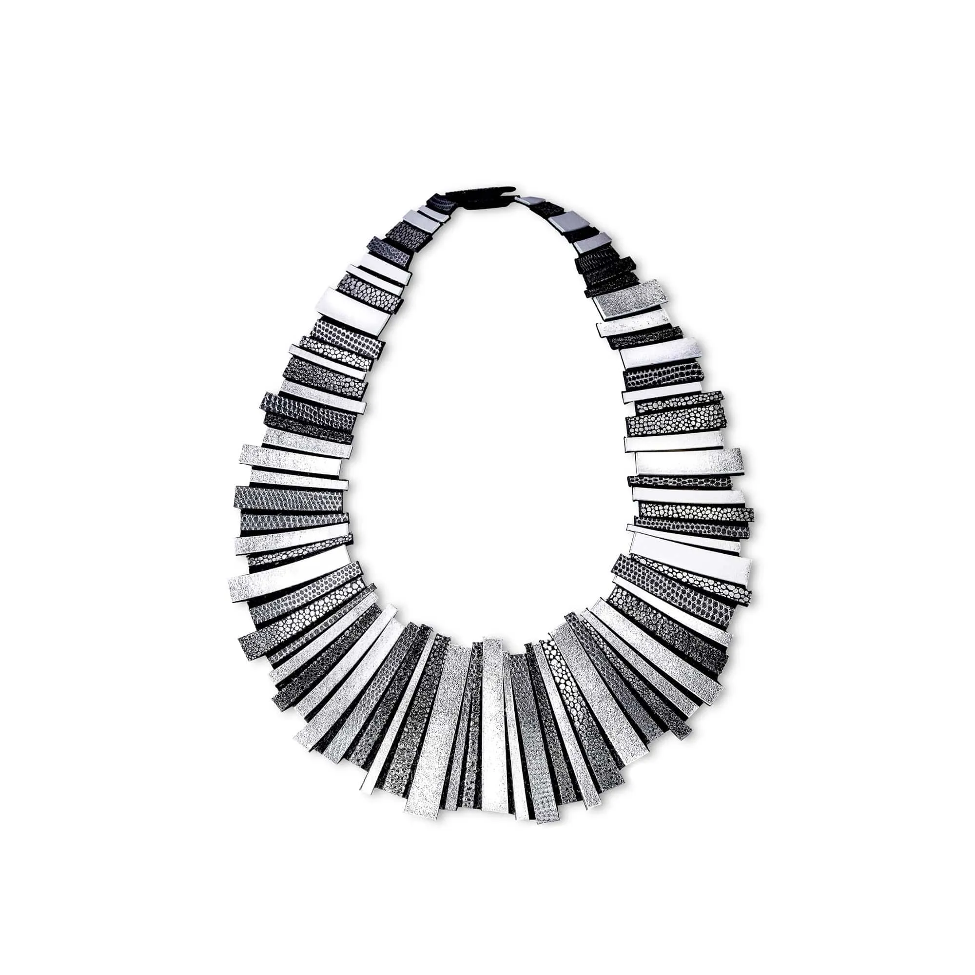 Hellena silver leather statement jewelry set