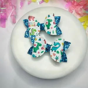 Hello Dino Riley Bow and 3.5” Faux Leather Bow Collection