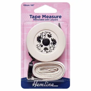 Hemline Tape Measure: Retractable with Lanyard: 150cm
