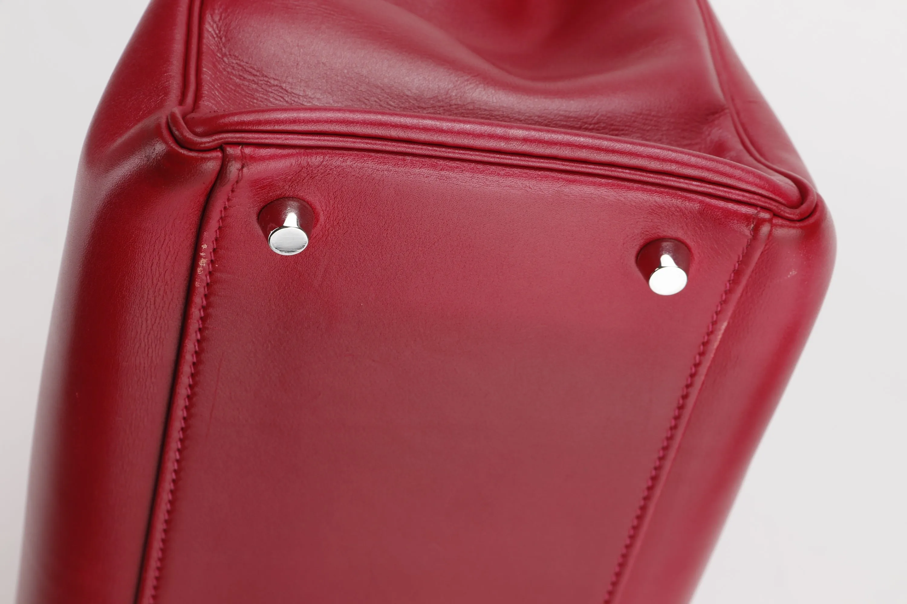 HERMES KELLY 35 (STAMP N) RED SWIFT LEATHER SILVER HARDWARE, WITH KEYS, LOCK, STRAP & DUST COVER