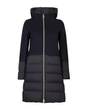 Herno Women’s Quilted Panel Wool Coat Navy