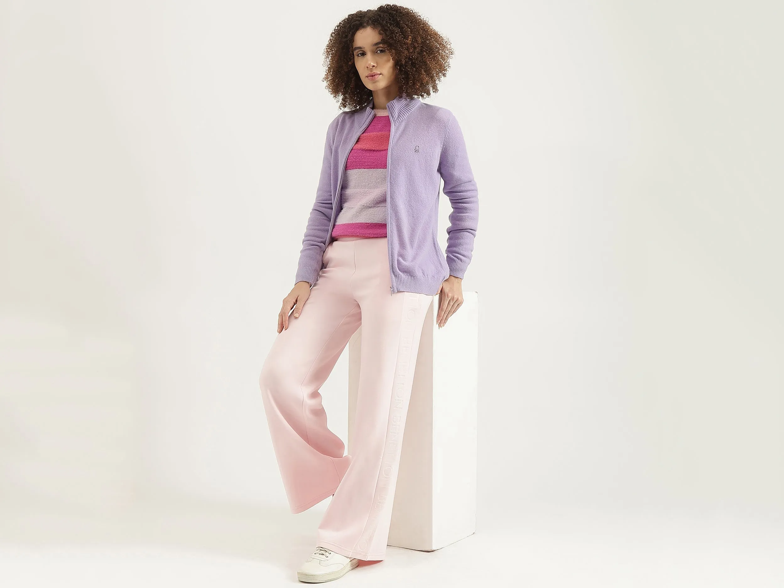 High Neck Solid Cardigan Sweater
