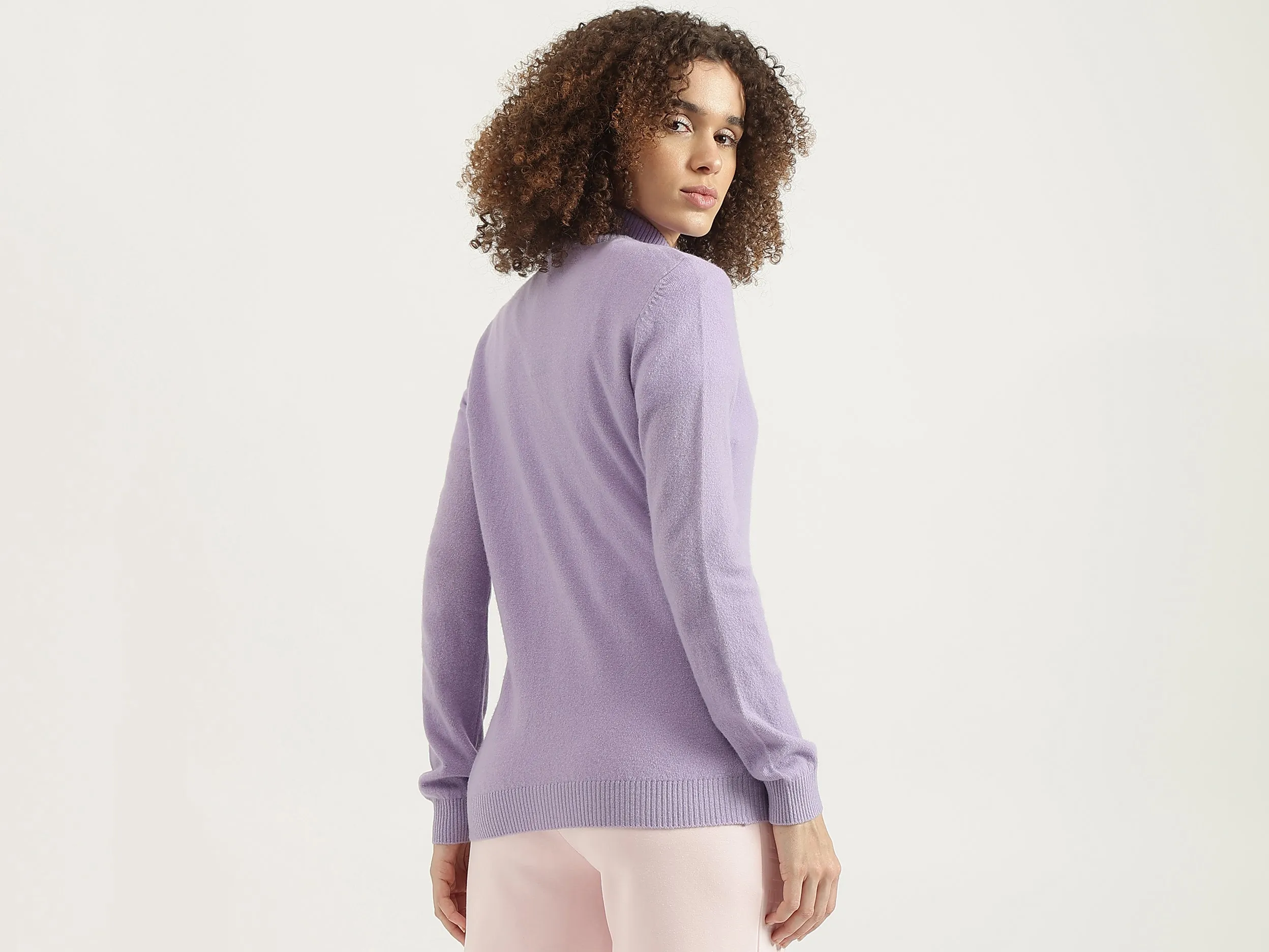 High Neck Solid Cardigan Sweater