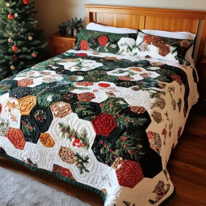 Holiday Beauty 3-Piece Quilted Bedding Set NCU0PTT100