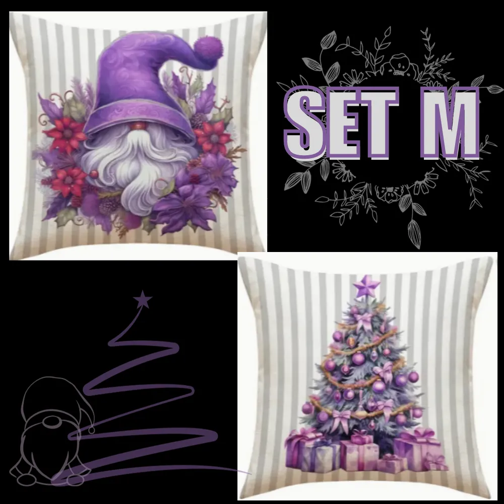 Holiday Christmas Pillow Covers (*No Inserts) Linen Blend 18X18 Soft & Canvas Types Set of 2