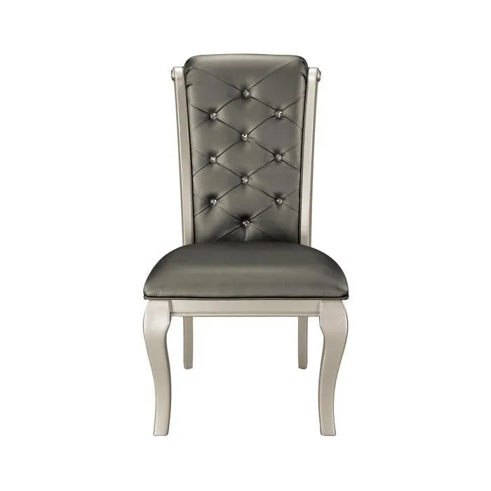 Homelegance Crawford Side Chair in Silver (Set of 2)