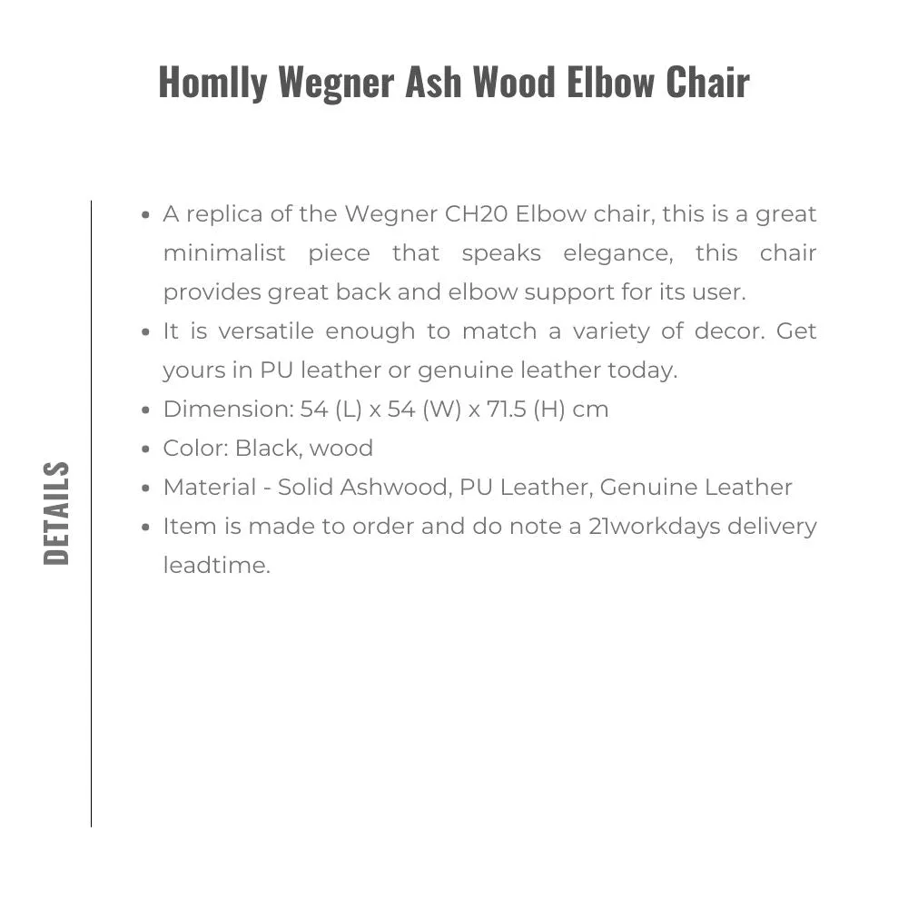 Homlly Wegner Ash Wood Elbow Chair