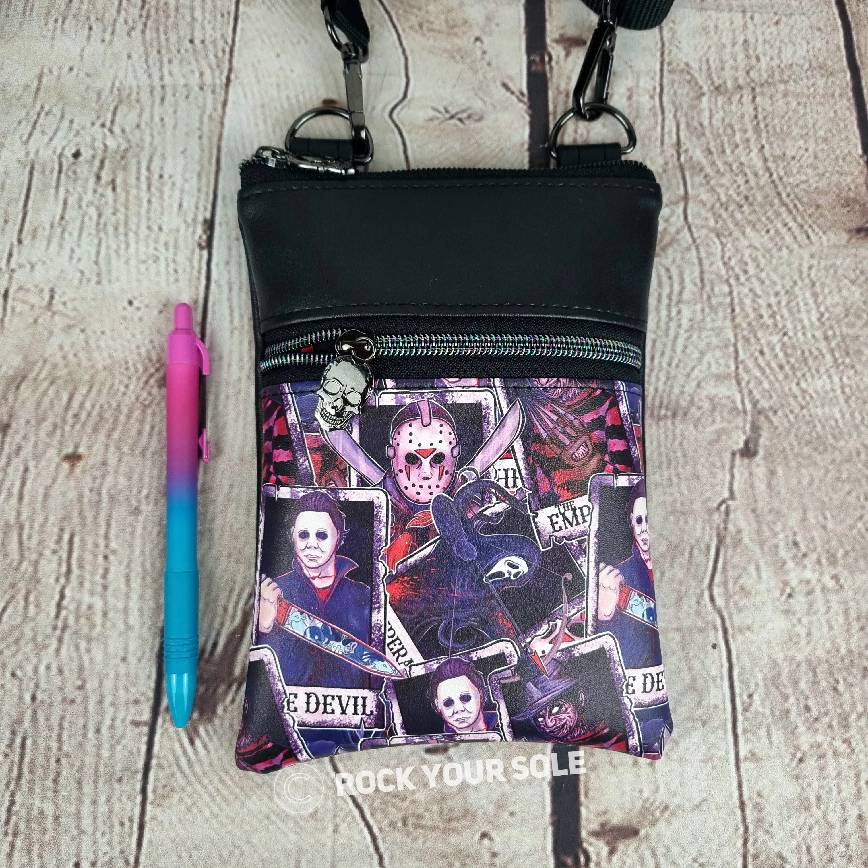 Horror Movie Faux Leather Crossbody Phone Bag