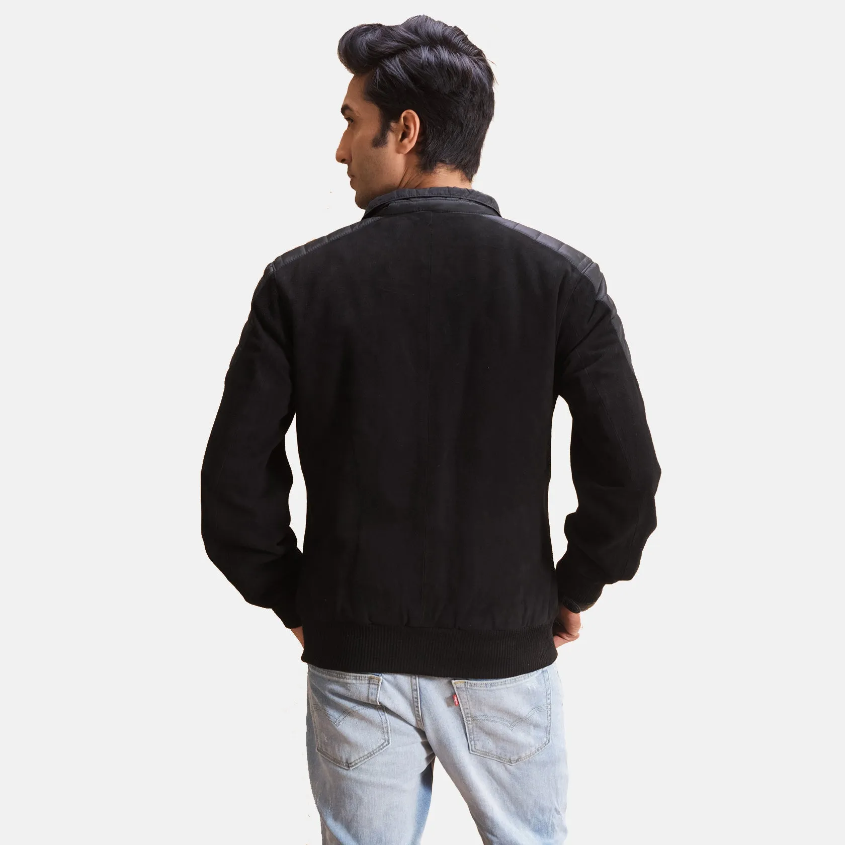 Hybrid Fusion Suede Bomber Jacket