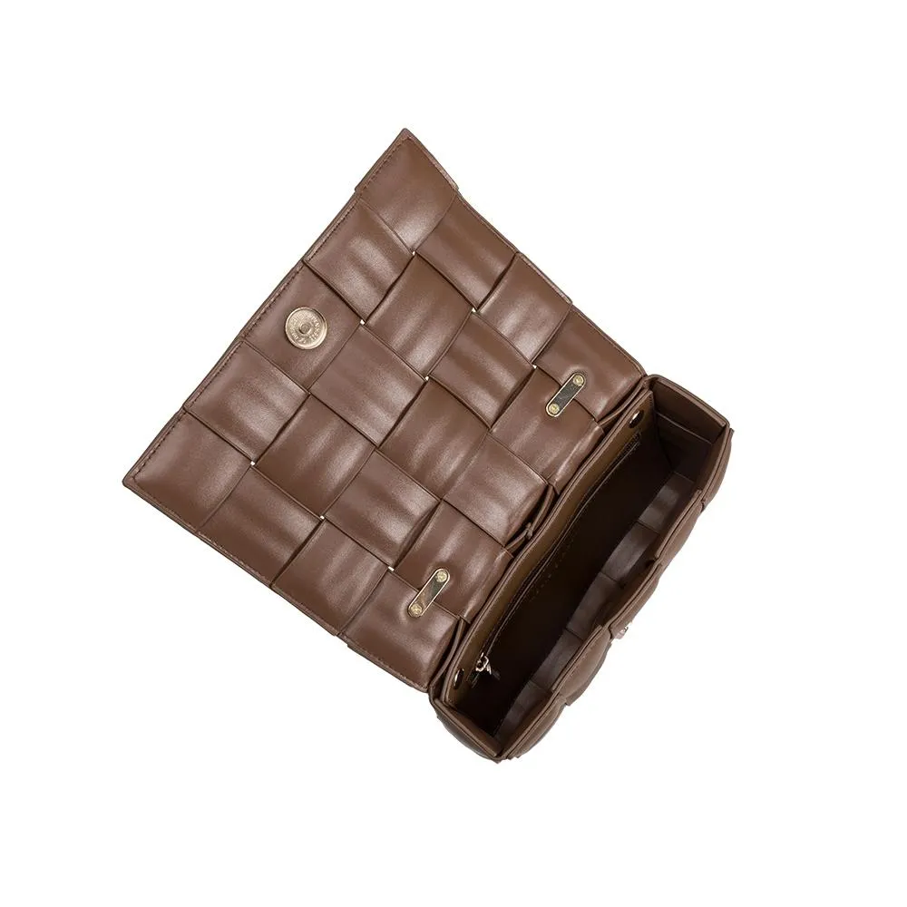 IN THE CITY VEGAN LEATHER SHOULDER BAG (BROWN)