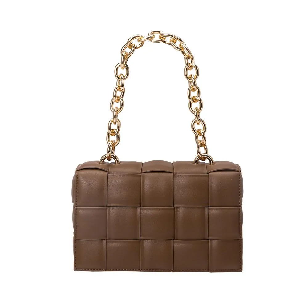 IN THE CITY VEGAN LEATHER SHOULDER BAG (BROWN)