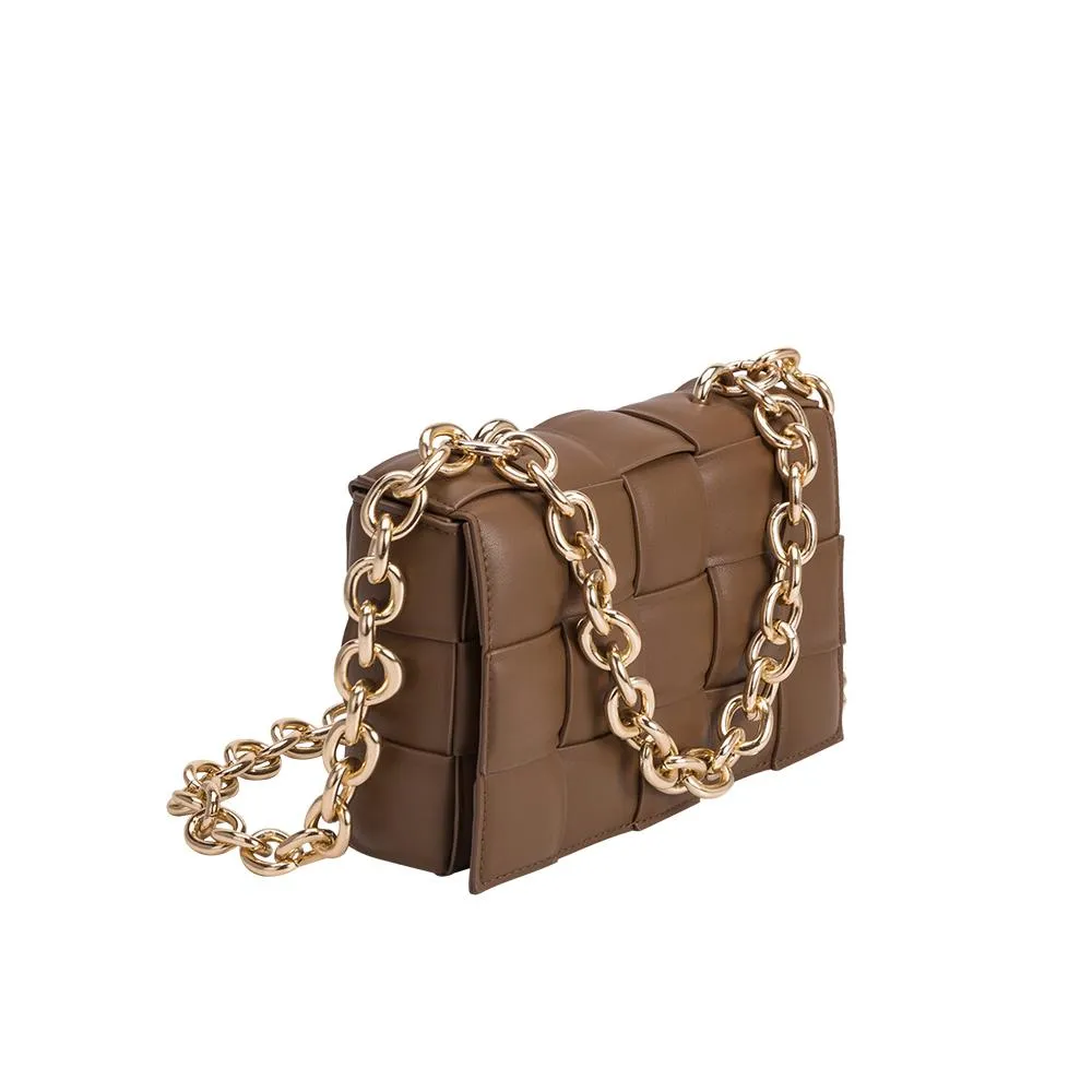 IN THE CITY VEGAN LEATHER SHOULDER BAG (BROWN)