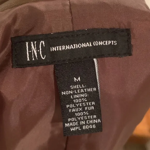 INC International Concepts Faux Brown Leather Fur Vest