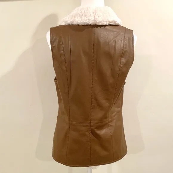 INC International Concepts Faux Brown Leather Fur Vest