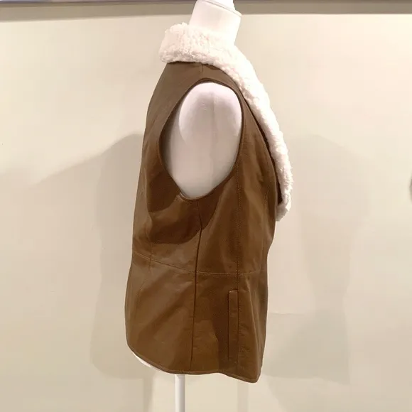 INC International Concepts Faux Brown Leather Fur Vest