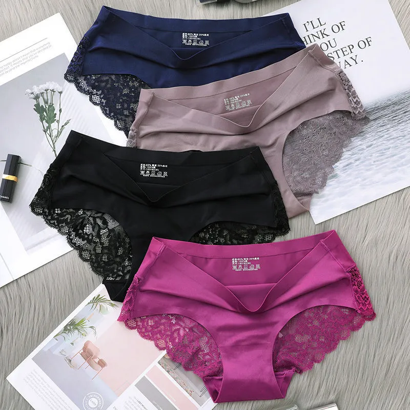 INSTOCK- ( Pack of 3)Ice silk panties for women mid-waist