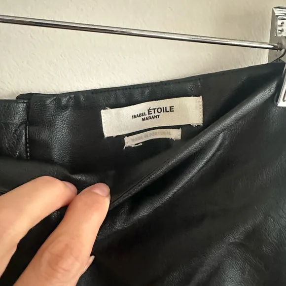 Isabel Marant Etoile Zeist black ruffled faux leather mini skirt size 36 US 4
