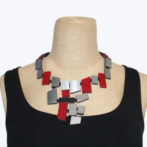 Iskin Sisters Necklace, Piet V, Silver/Red