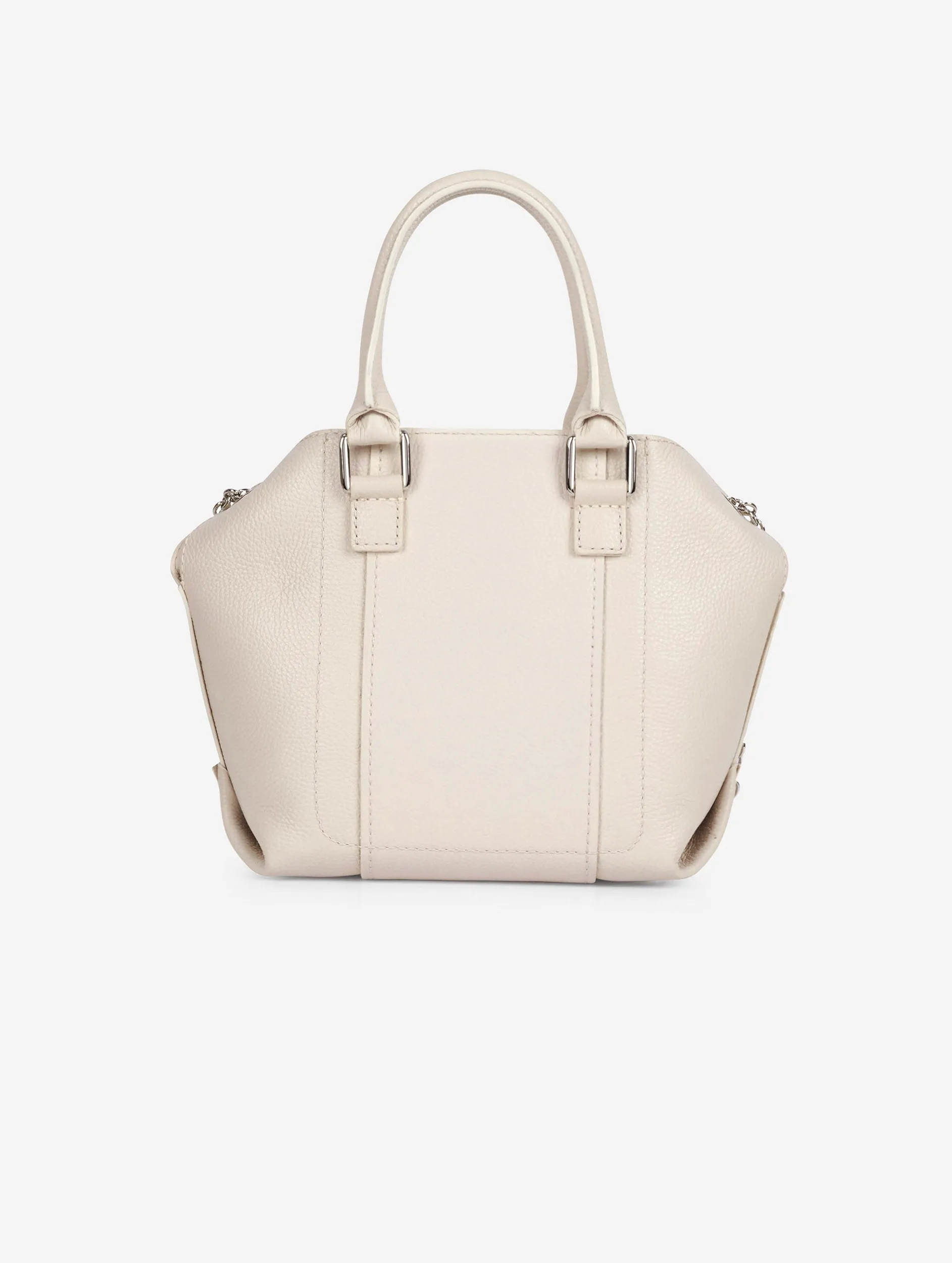 Ivory grained leather "Little Chamallow" tote bag