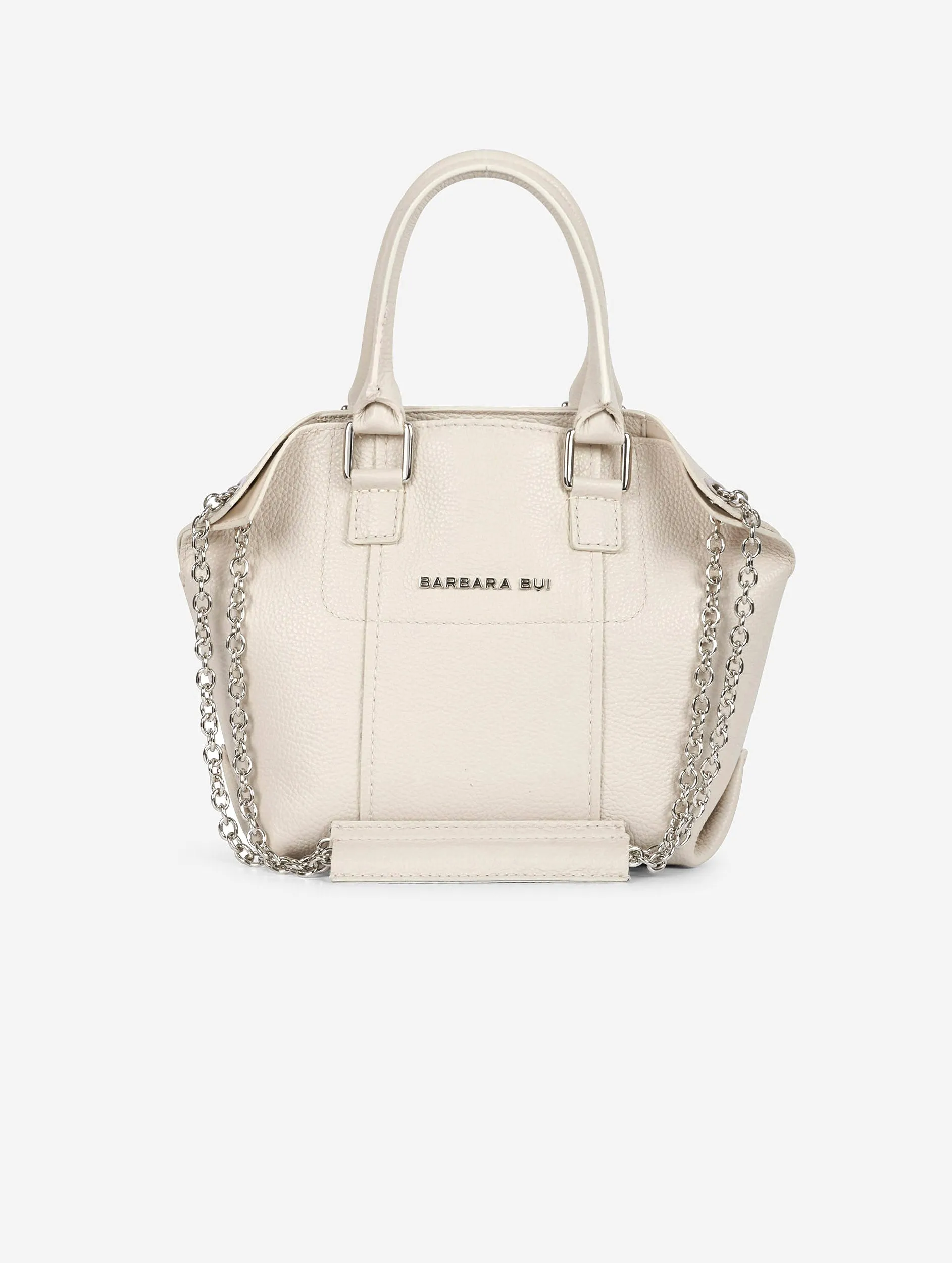 Ivory grained leather "Little Chamallow" tote bag