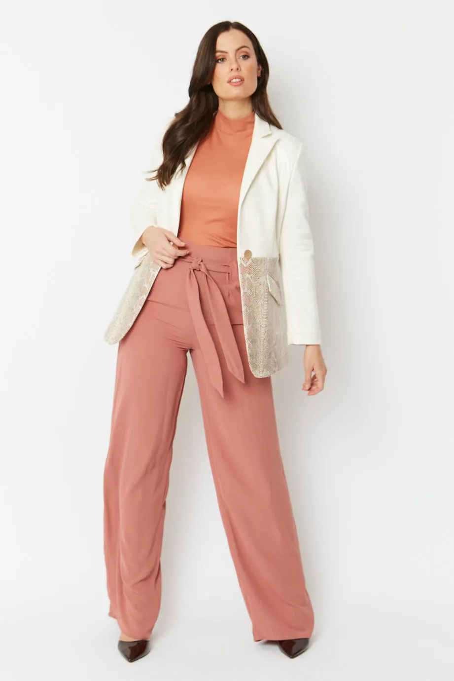 Ivory Snake Print Blazer
