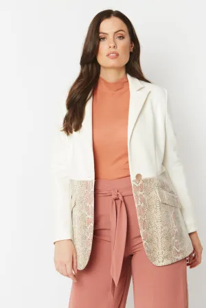 Ivory Snake Print Blazer