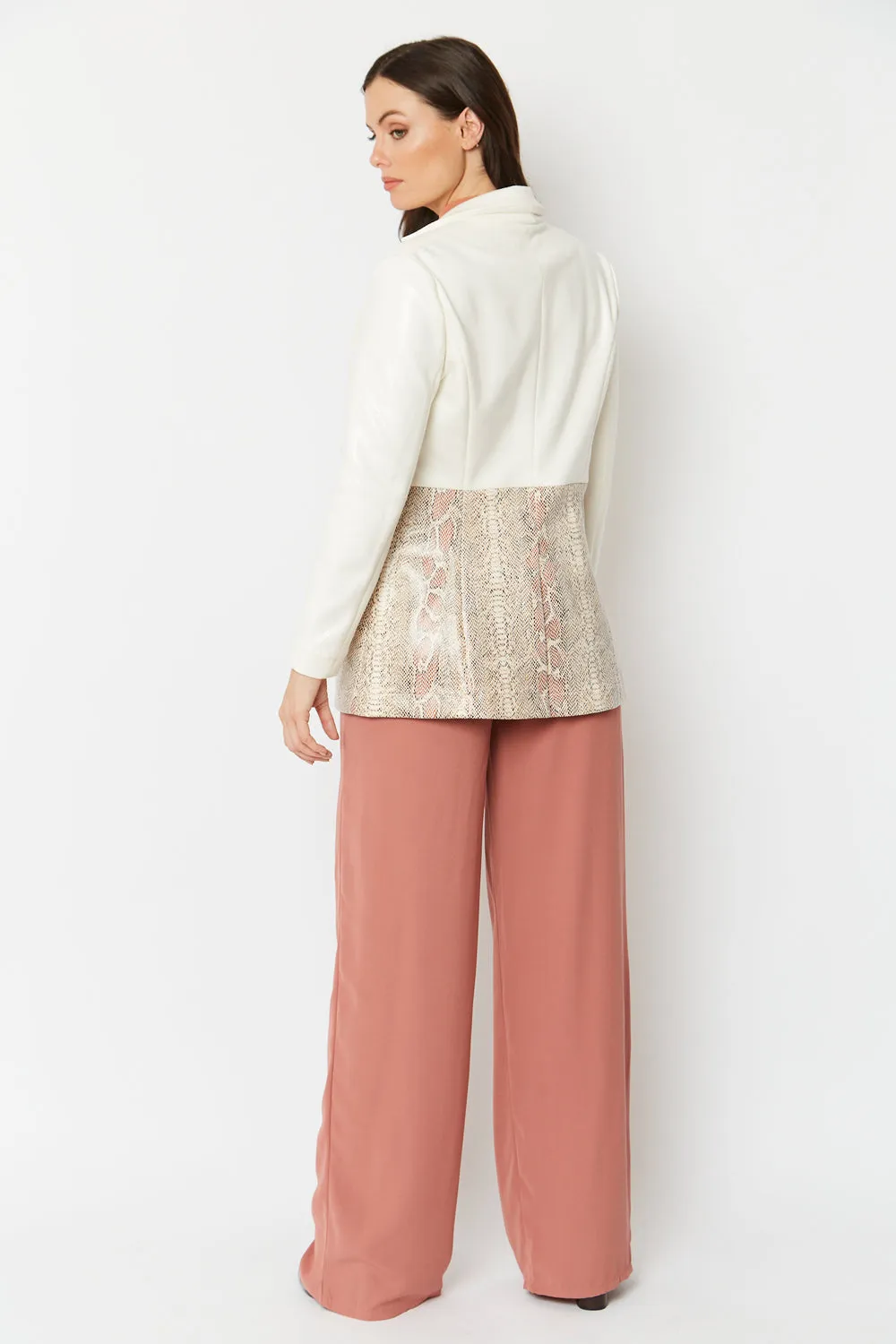Ivory Snake Print Blazer