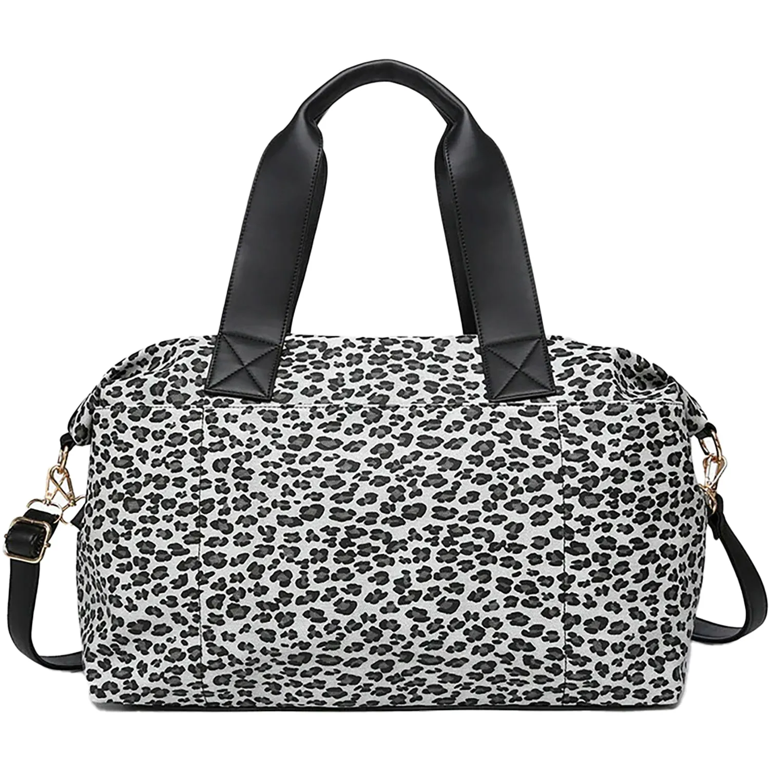 Jen & Co. Navy Faux Canvas Weekender W/Dual Handles Black Lt Grey Synthetic