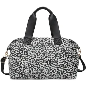 Jen & Co. Navy Faux Canvas Weekender W/Dual Handles Black Lt Grey Synthetic
