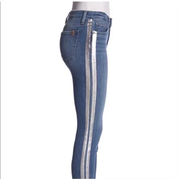 Joe's Jeans Metallic Silver Stripe Ankle Size 28