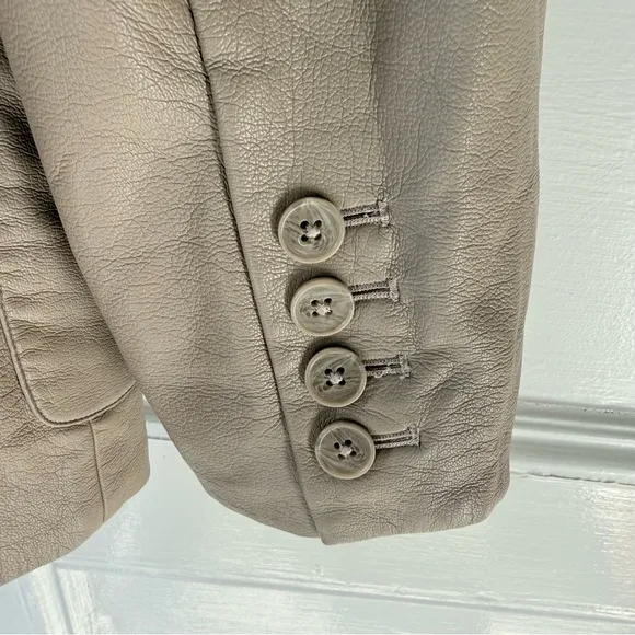 Jonathan Simkhai Raelynn Stretch Vegan Faux Leather Blazer Light Grey / Beige XL