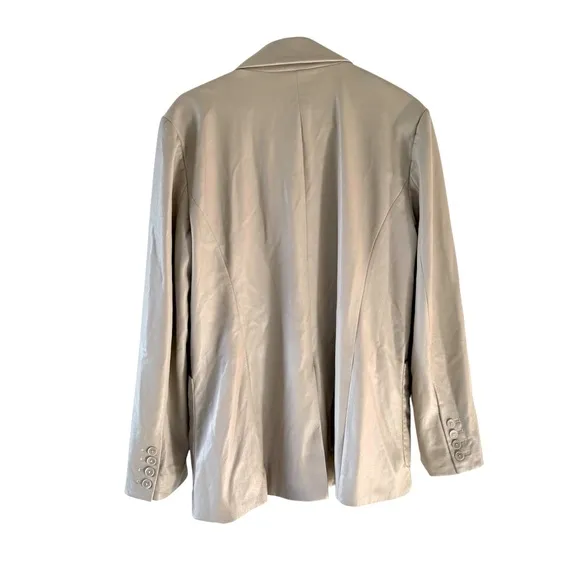 Jonathan Simkhai Raelynn Stretch Vegan Faux Leather Blazer Light Grey / Beige XL