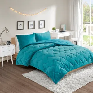 Kai Quilted Reversible Microfiber to Plush Comforter Set (Teal)