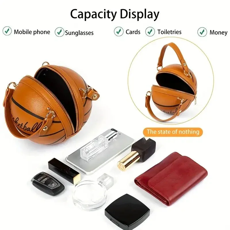 Kawaii Basketball Chic: PU Leather Chain Shoulder Bag 😍🏀✨ - Trendy Crossbody for Teens!