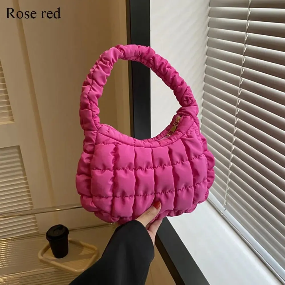 Kawaii Quilted Plaid Shoulder Bag 🌈✨ | Lightweight & Cute Underarm Tote for Girls 👜💕