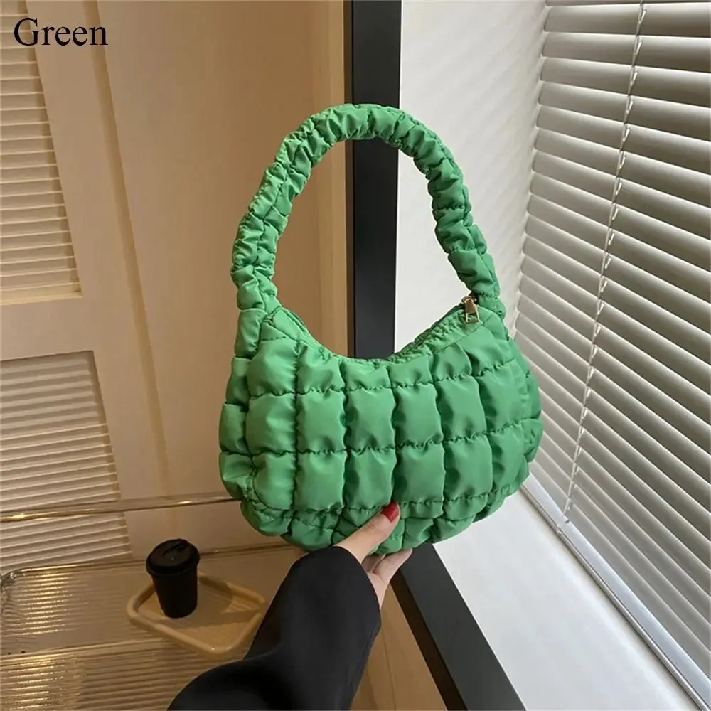 Kawaii Quilted Plaid Shoulder Bag 🌈✨ | Lightweight & Cute Underarm Tote for Girls 👜💕