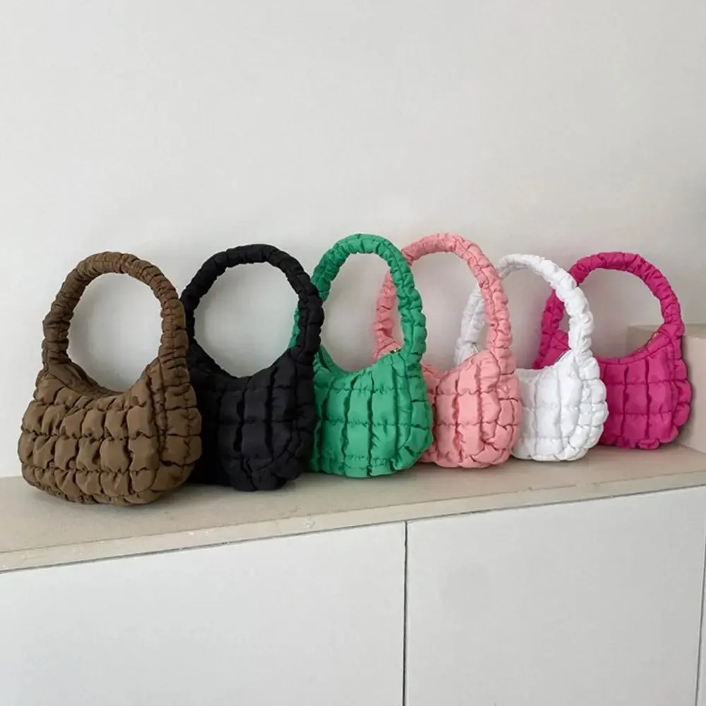 Kawaii Quilted Plaid Shoulder Bag 🌈✨ | Lightweight & Cute Underarm Tote for Girls 👜💕
