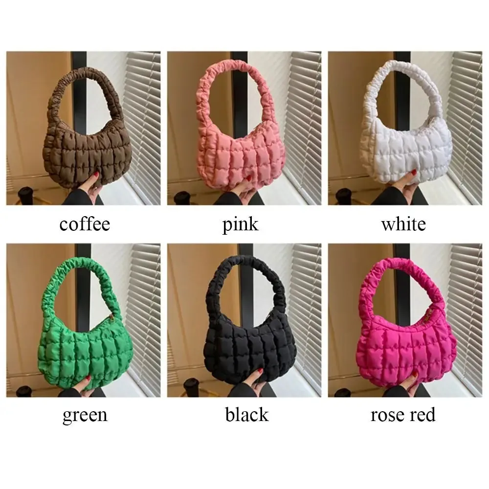Kawaii Quilted Plaid Shoulder Bag 🌈✨ | Lightweight & Cute Underarm Tote for Girls 👜💕