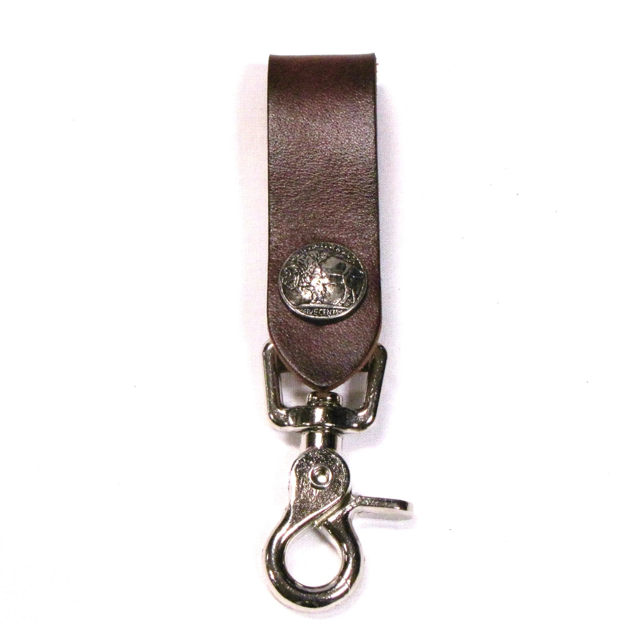 KCP03-IC  Brown Leather Key Fob-Buffalo Nickel