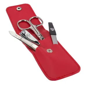 Kellermann 3 Swords Manicure Set: 4 Nail Tools in a Red Faux Leather Case 56779 MC N