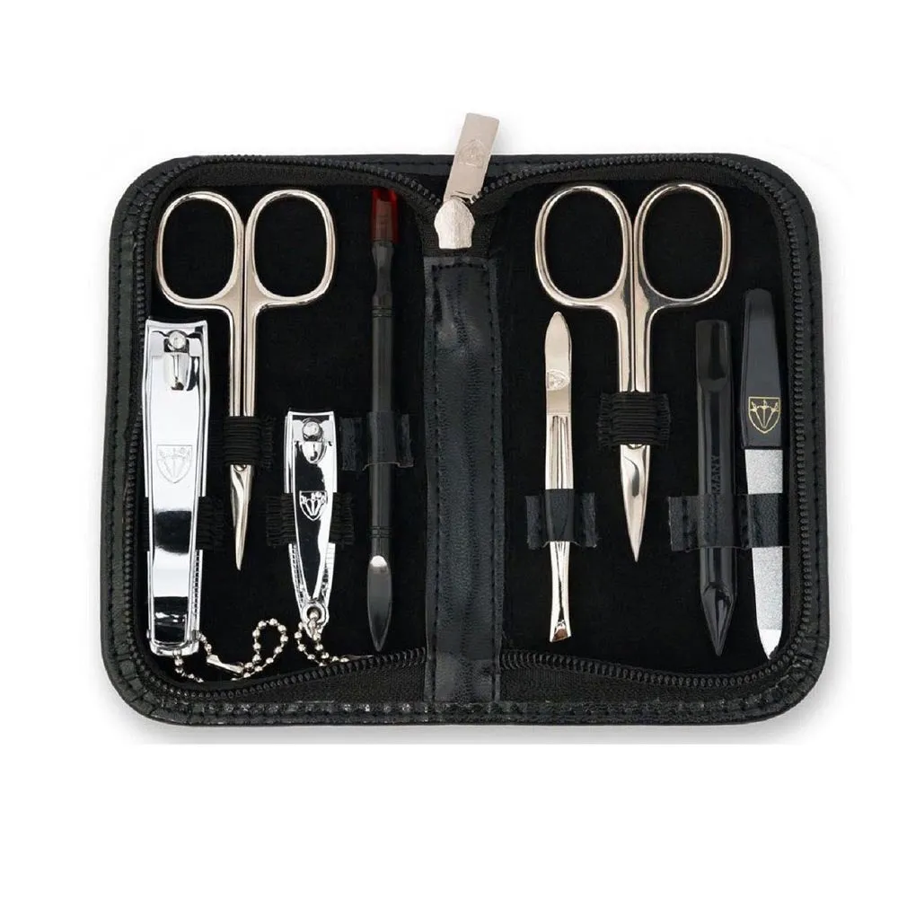 Kellermann 3 Swords Manicure Set in Black Faux Leather Case: 8 Pieces 5213 MC N