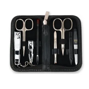 Kellermann 3 Swords Manicure Set in Black Faux Leather Case: 8 Pieces 5213 MC N