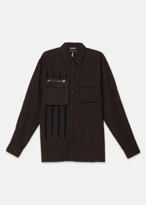 Konus Men's Canvas Shirt With Bellow Pockets in Black