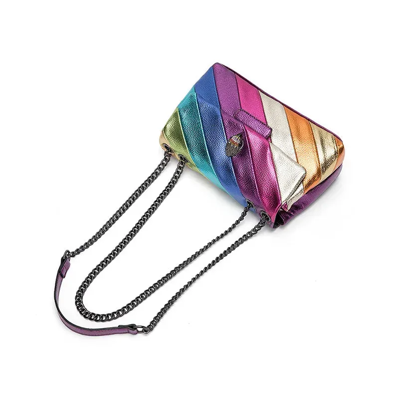 KURT GEIGER LONDON Rainbow Patchwork Shoulder Handbag