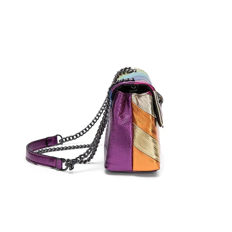 KURT GEIGER LONDON Rainbow Patchwork Shoulder Handbag