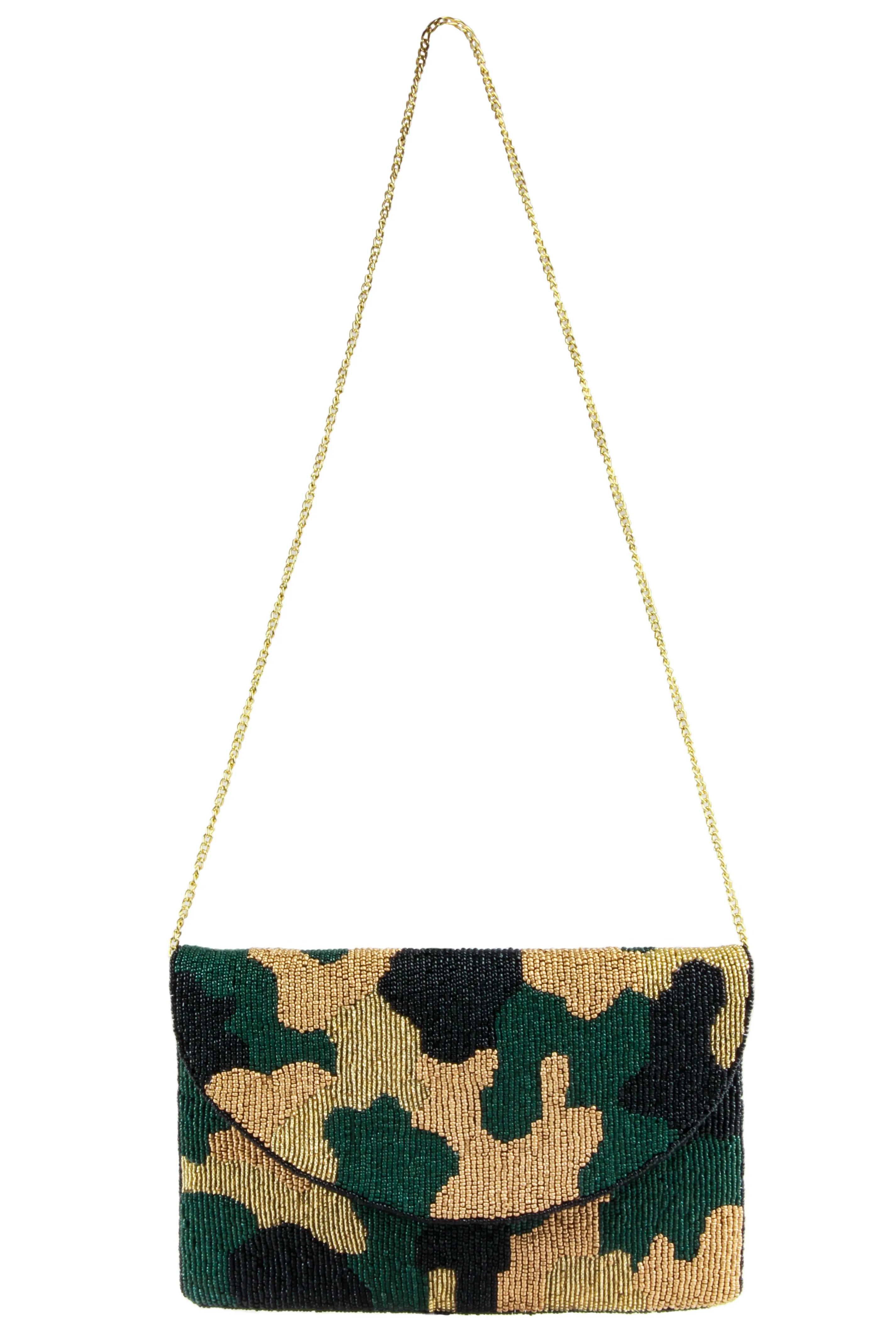 Ladies Camouflage Beaded Clutch