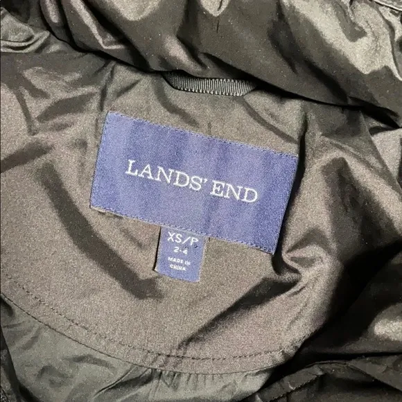 Lands’ End Faux Fur Hood Down Quilted Coat