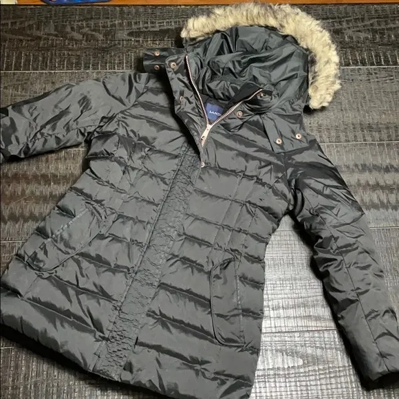 Lands’ End Faux Fur Hood Down Quilted Coat