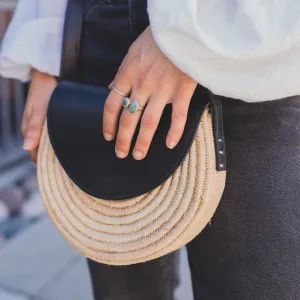 Leather and Palm Crossbody Bag